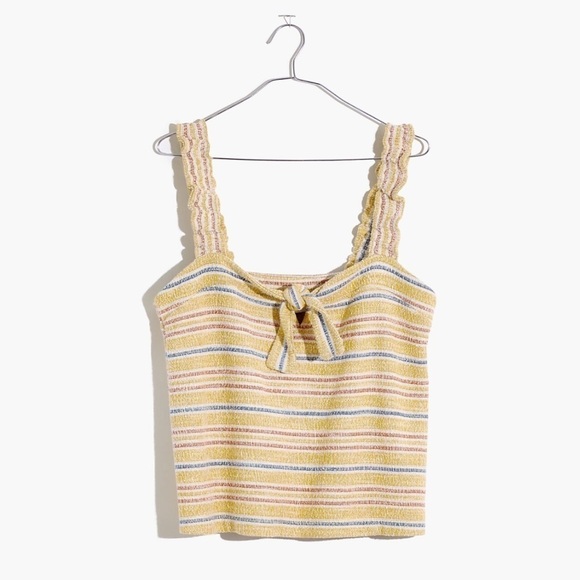 Madewell Texture & Thread Tie-Front Boho Tank Top in Smithfield Stripe Sz M - Picture 3 of 11